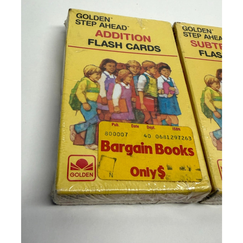 Vintage lot of 2 1984 Golden Step Ahead Subtraction/Addition Flash Cards 4952