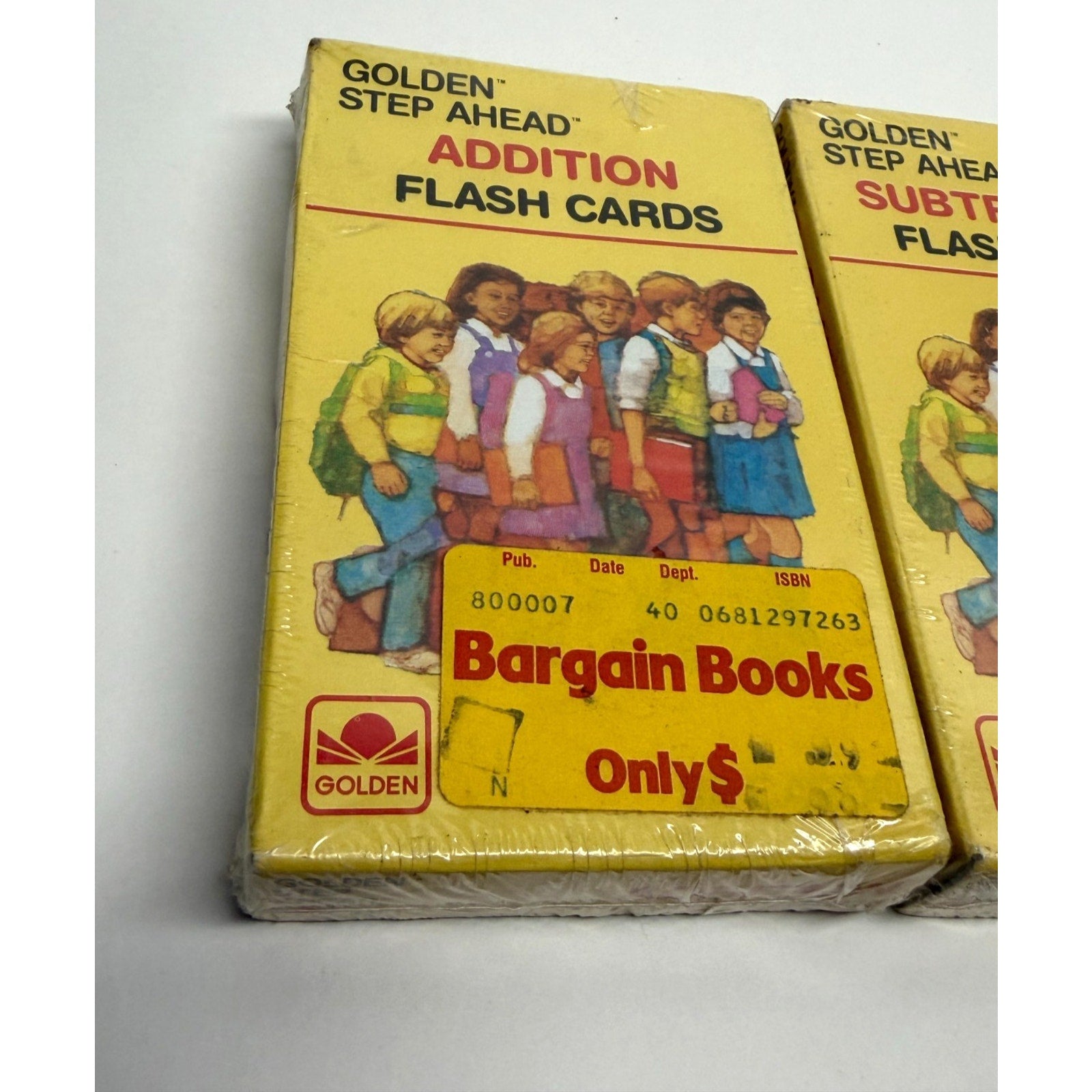 Vintage lot of 2 1984 Golden Step Ahead Subtraction/Addition Flash Cards 4952