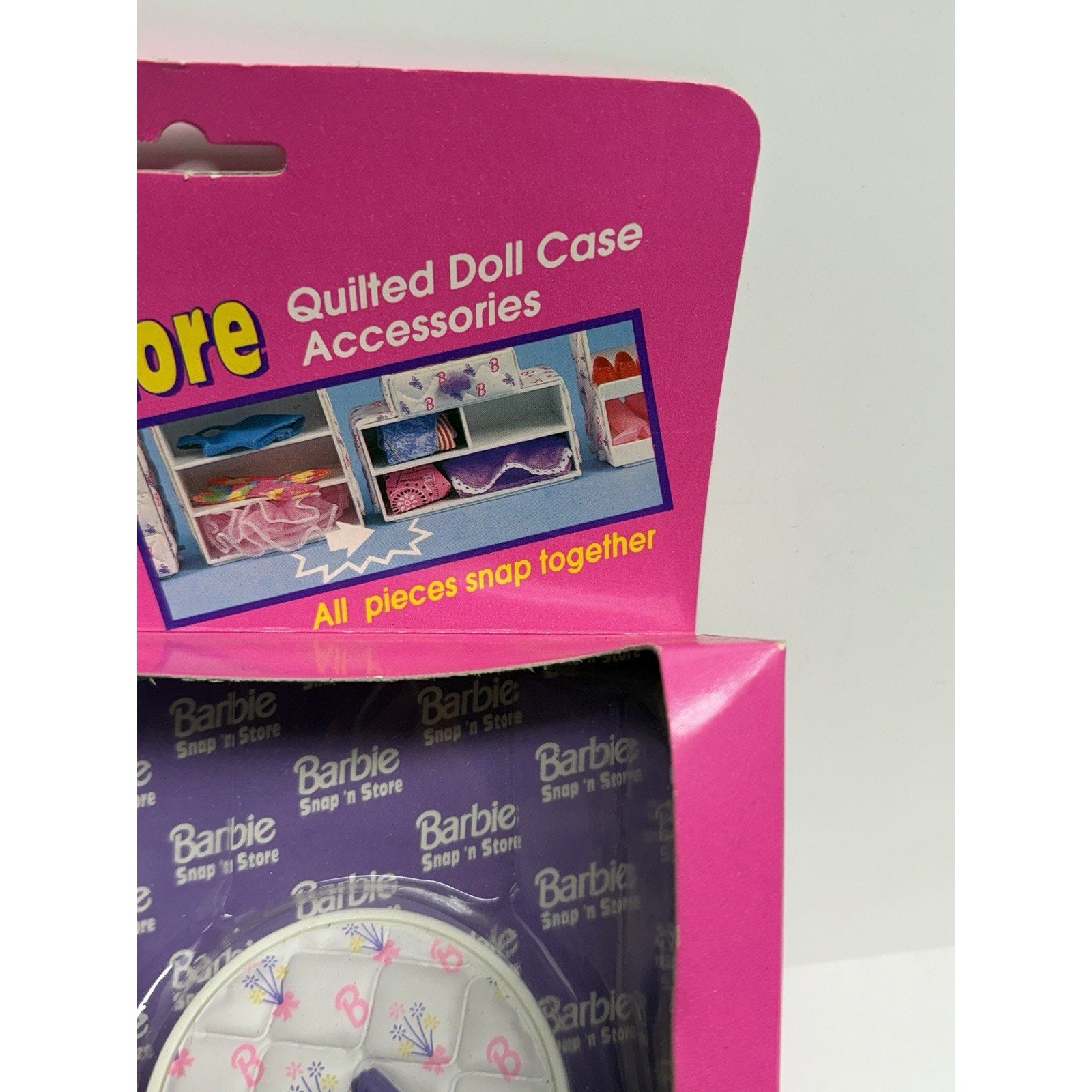 VTG 1992 Barbie Snap 'N Store Quilted Doll Case Hat Box Accessories No. 12160