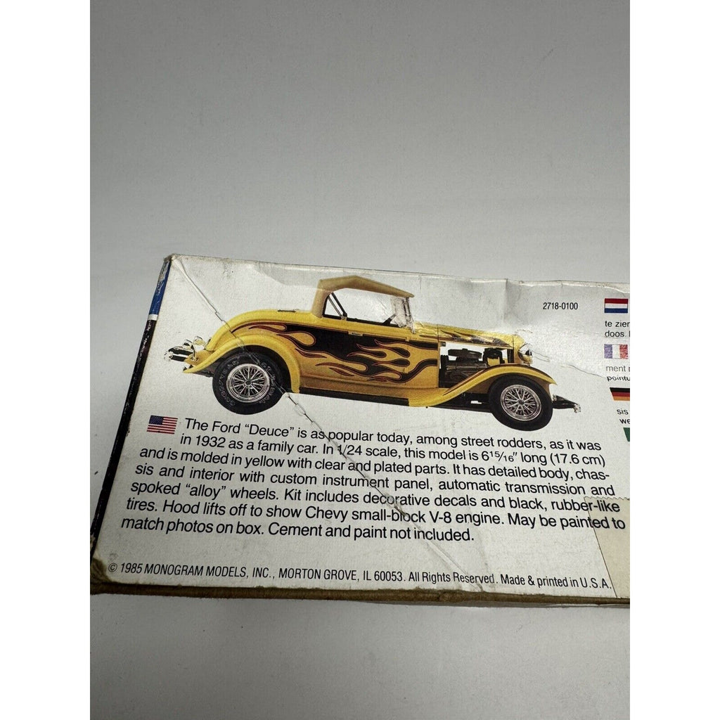 VINTAGE NOS 1985 MONOGRAM 1932 FORD ROADSTER STREET ROD KIT#2718 1/24