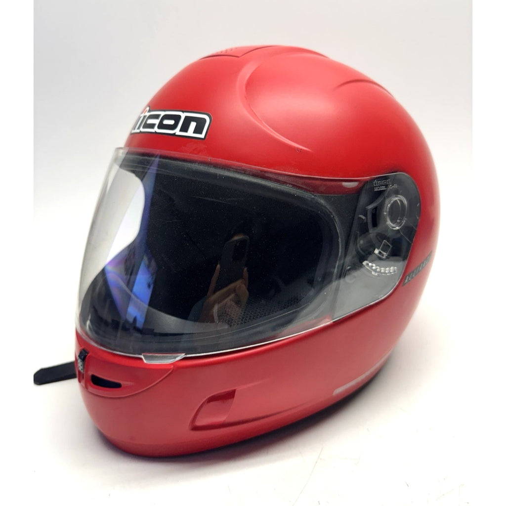 Vintage Icon 1c-01 Motorcycle Helmet Red with Screen Small Made in Korea