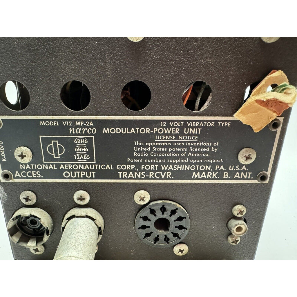 Vintage Avionics NARCO MODULATOR POWER UNIT V12 MP-2 12v VIBRATOR -- UNTESTED