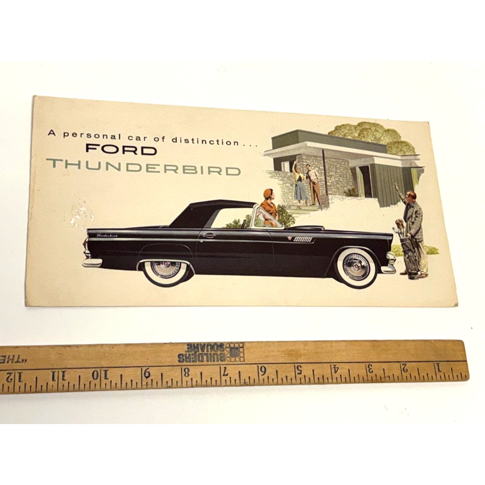 Vtg Original 1955 Ford Thunderbird Foldout Sales Brochure 55 Convertible Hardtop