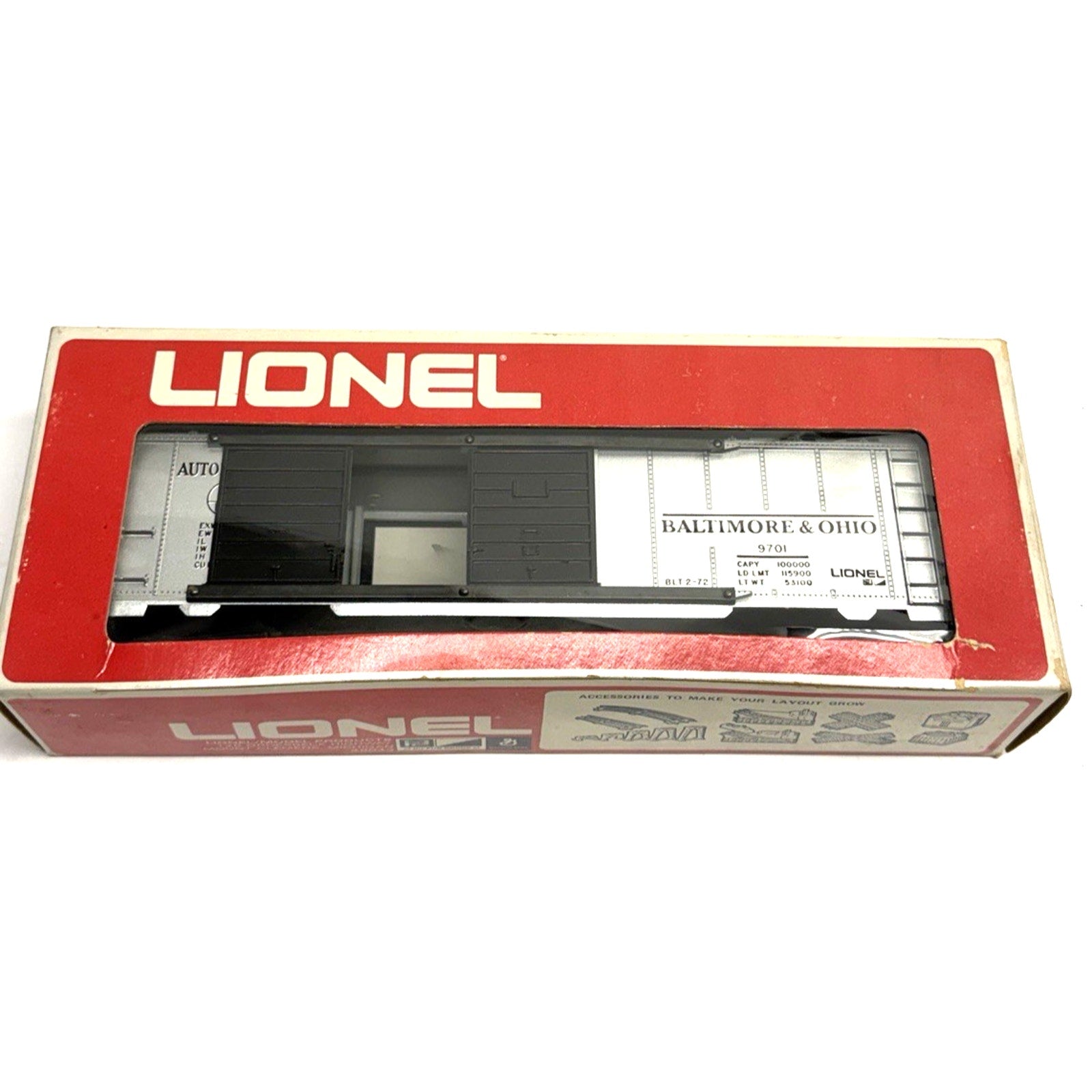 Vintage NOS Lionel #9701 Baltimore & Ohio Black Double Door Box Car