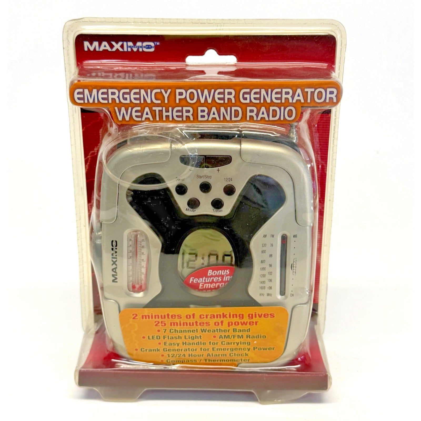 Vtg Maximo Concepts Emergency Crank Weather Band Radio W/LED Flashlight