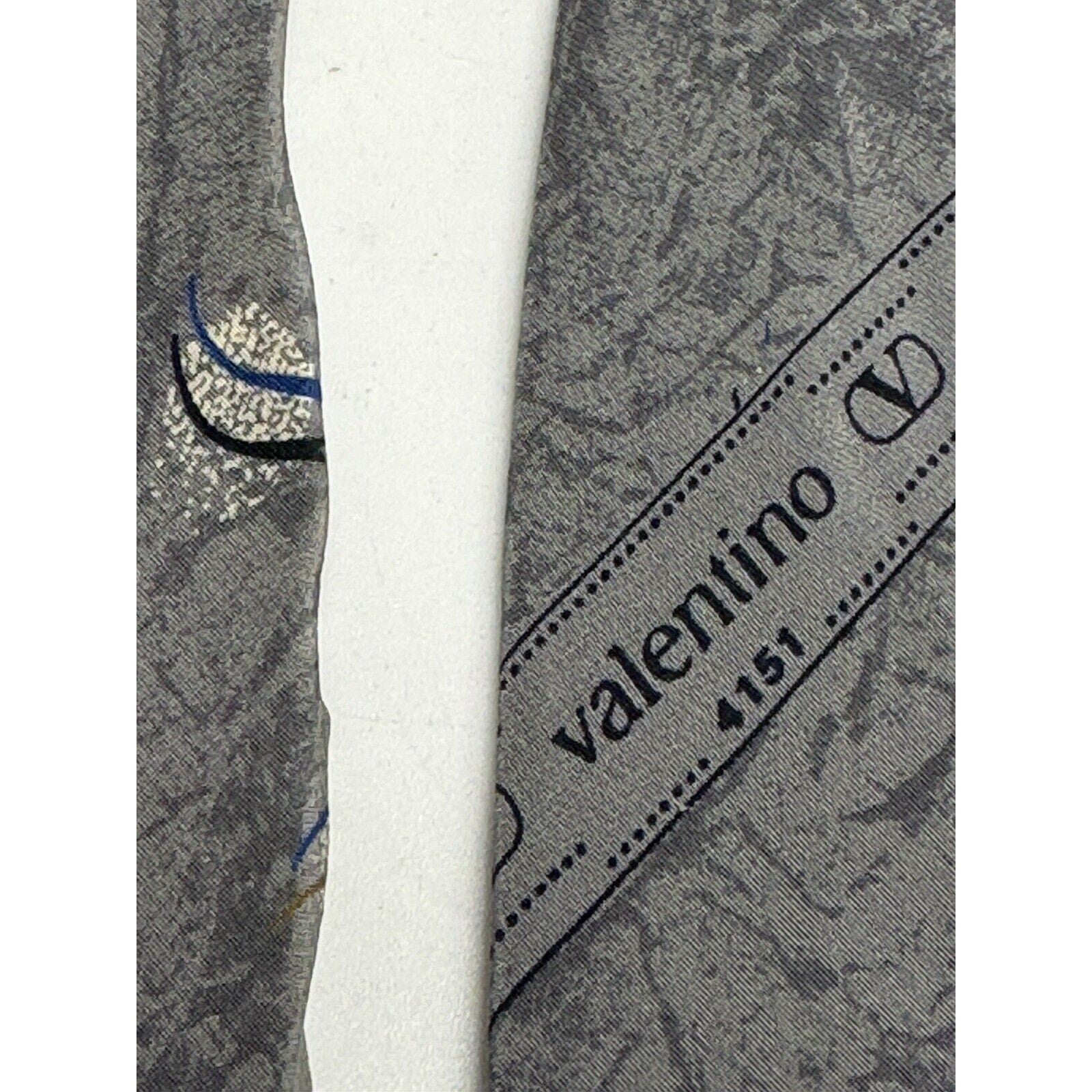 Vintage Valentino 100% Silk Tie # 4151 Gray Marble Made in Italy