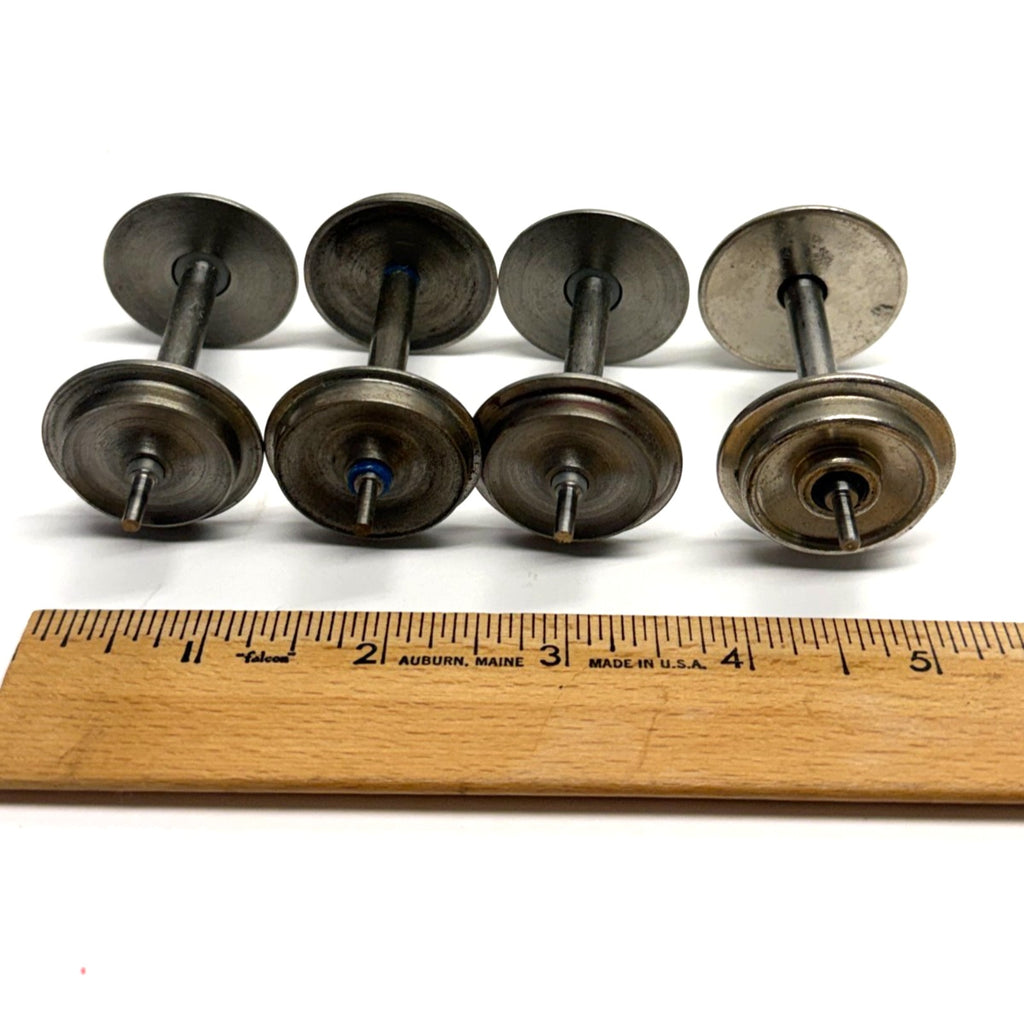 Vintage Lot of 4 G scale metal axle, metal wheel, solid discs, all black