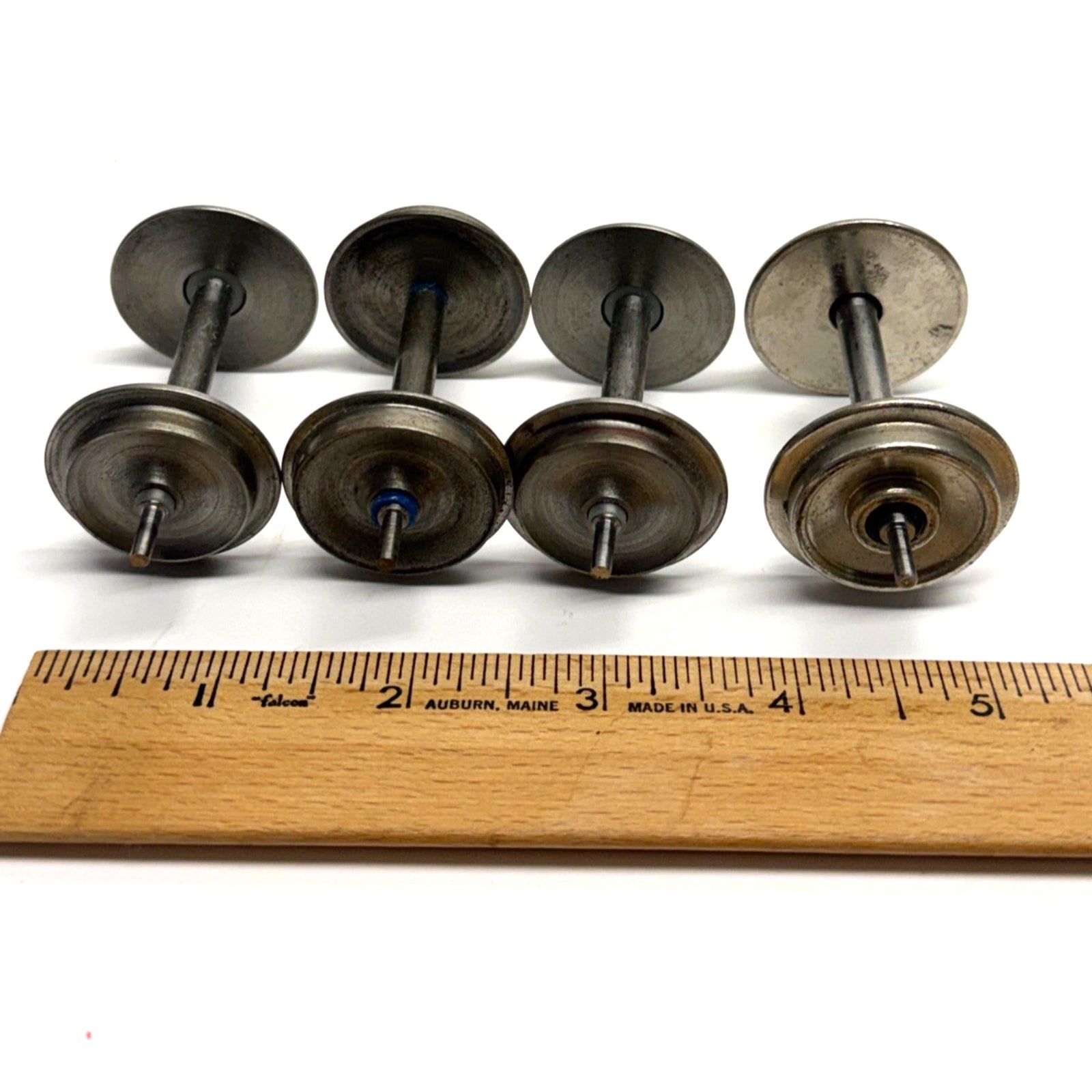 Vintage Lot of 4 G scale metal axle, metal wheel, solid discs, all black
