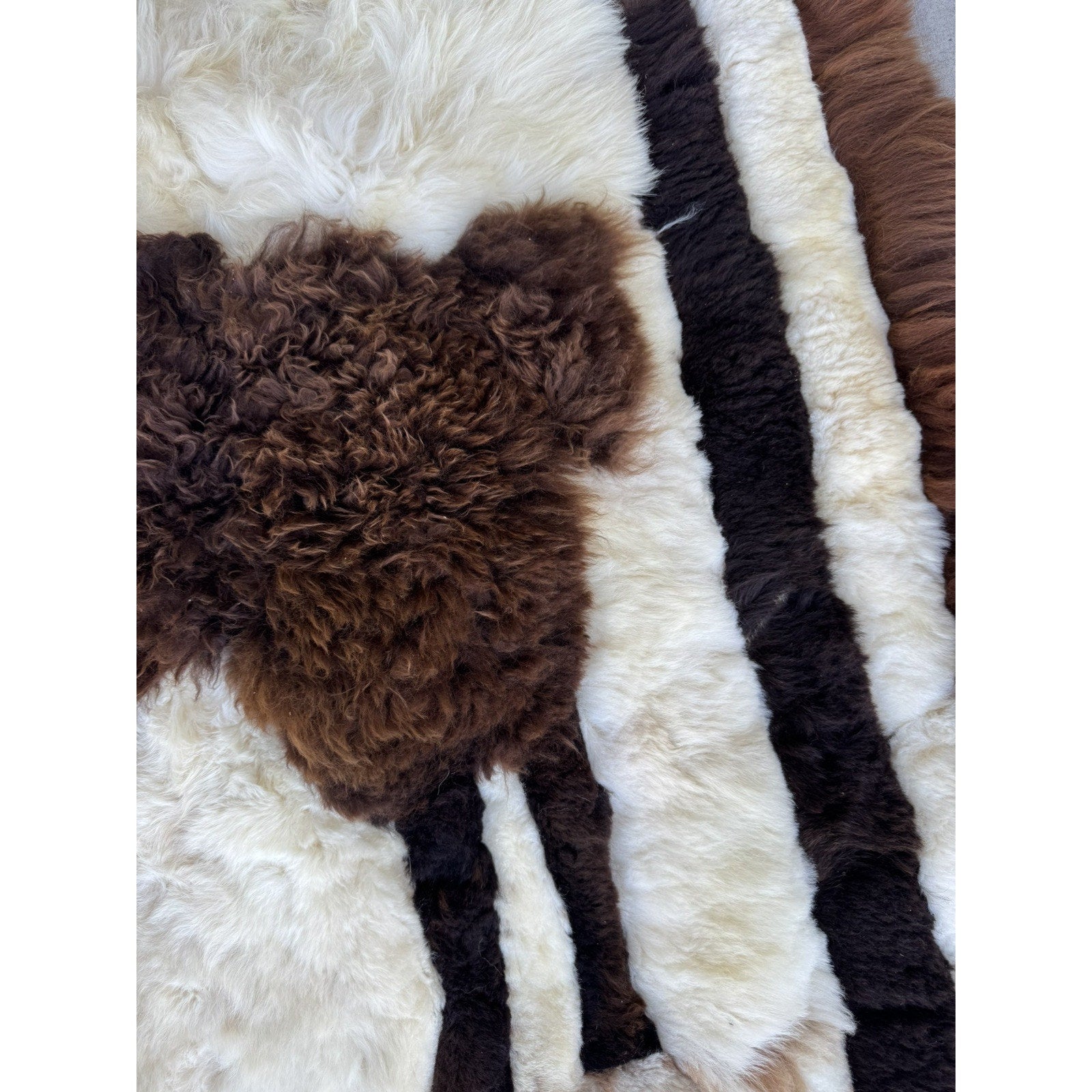 Vintage RARE Alpaca Llama Fur Throw Rug Handmade Wall Hanging Tapestry 60”X 46"