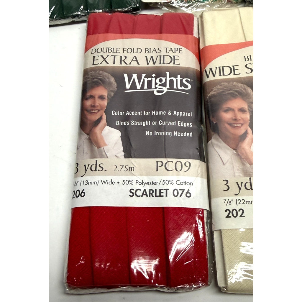 Vintage NEW Lot of 5 - Wrights - Double Fold, Bias, Metallic Tape