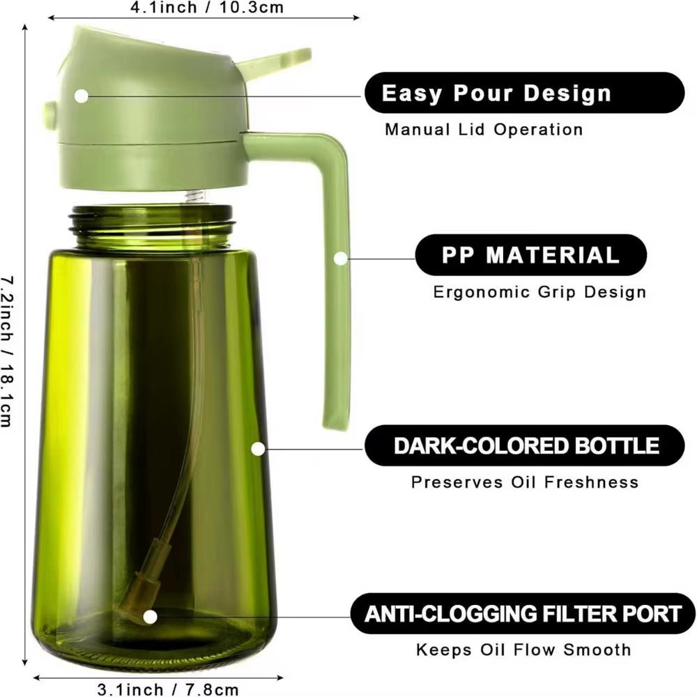 470 Ml Oil Sprayer for Cooking,2-In-1 Olive Oil Dispenser and Oil Spray Bottle,Oil Spray with Stickers,Thick Glass Spray Bottle