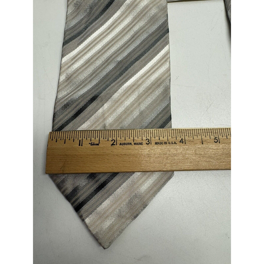 VINTAGE NOS GIORGIO ARMANI NECKTIE 100% SILK Made ITALY Beige/Gray w/ Tag