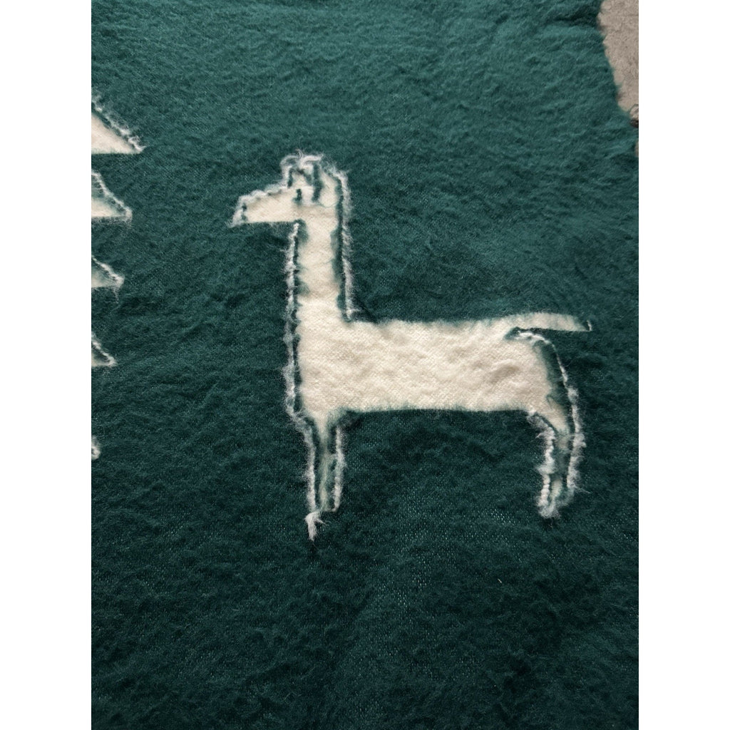 Vintage 1980 Alpaca Peruvian Wool Poncho/Blanket Lima Peru Green 52"X41"