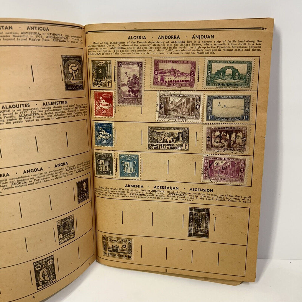 RARE VINTAGE PLANTERS PEANUTS MR. PEANUT POSTAGE STAMPS OF THE WORLD BOOK 1940S