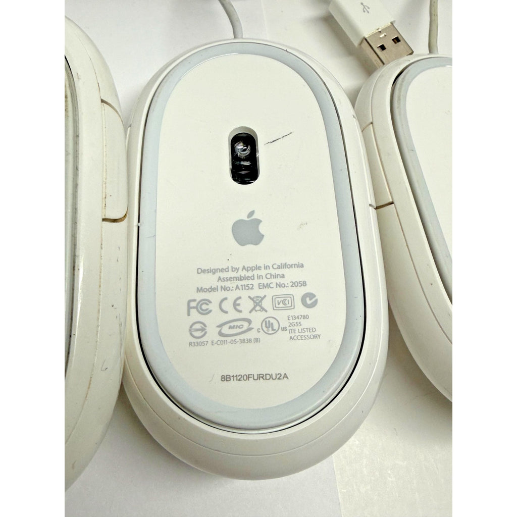 Vintage Lot of 4 Apple Mighty Mouse A1152 Wired USB Optical White Mice