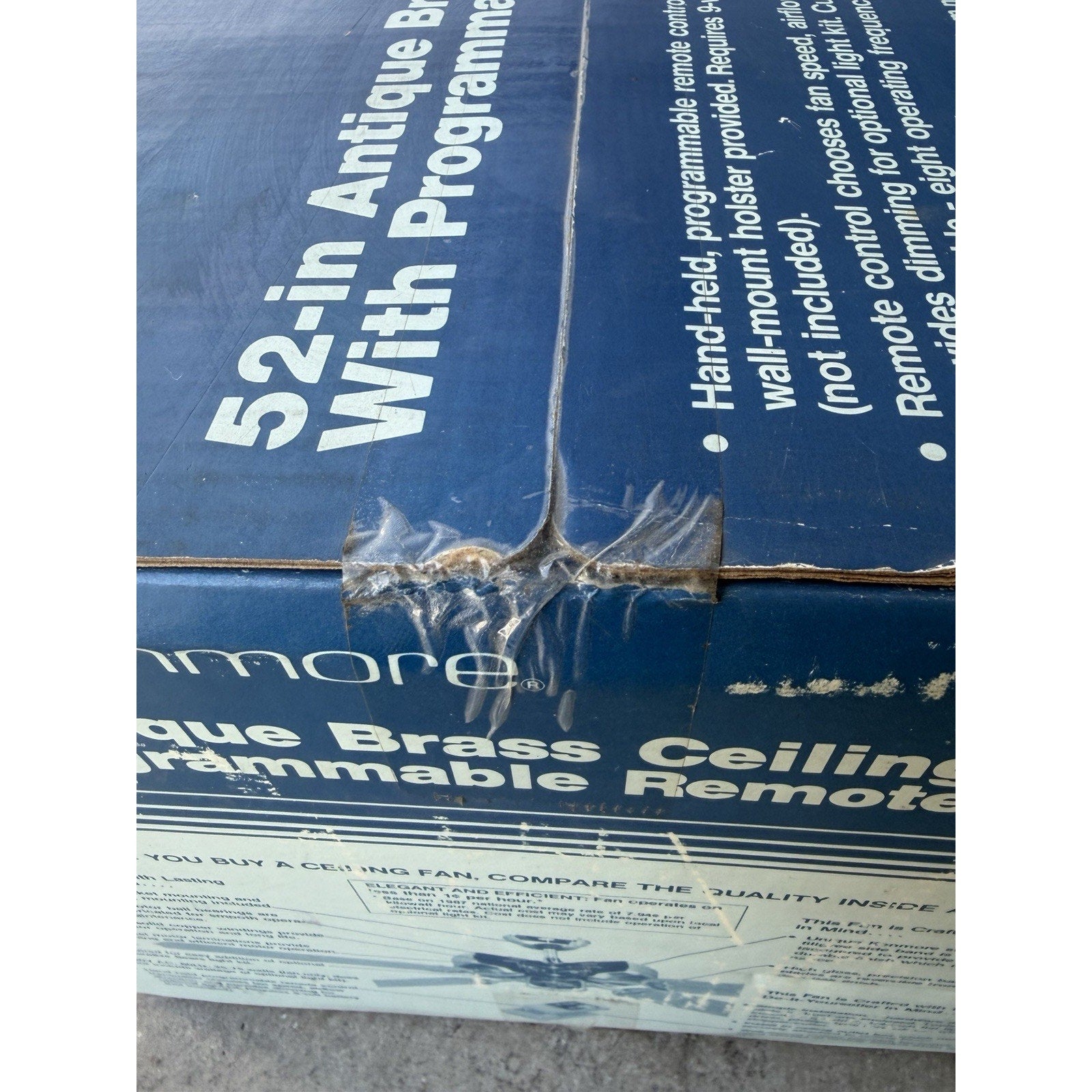 Vintage SEALED Sears 52” Antique Brass Ceiling Fan w/Programmable Remote Control