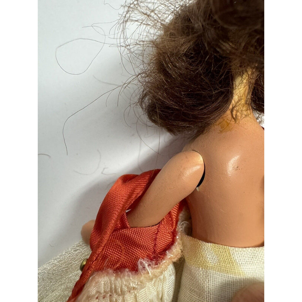 Vintage Nancy Ann Bisque Storybook Doll Red/White Dress 6"