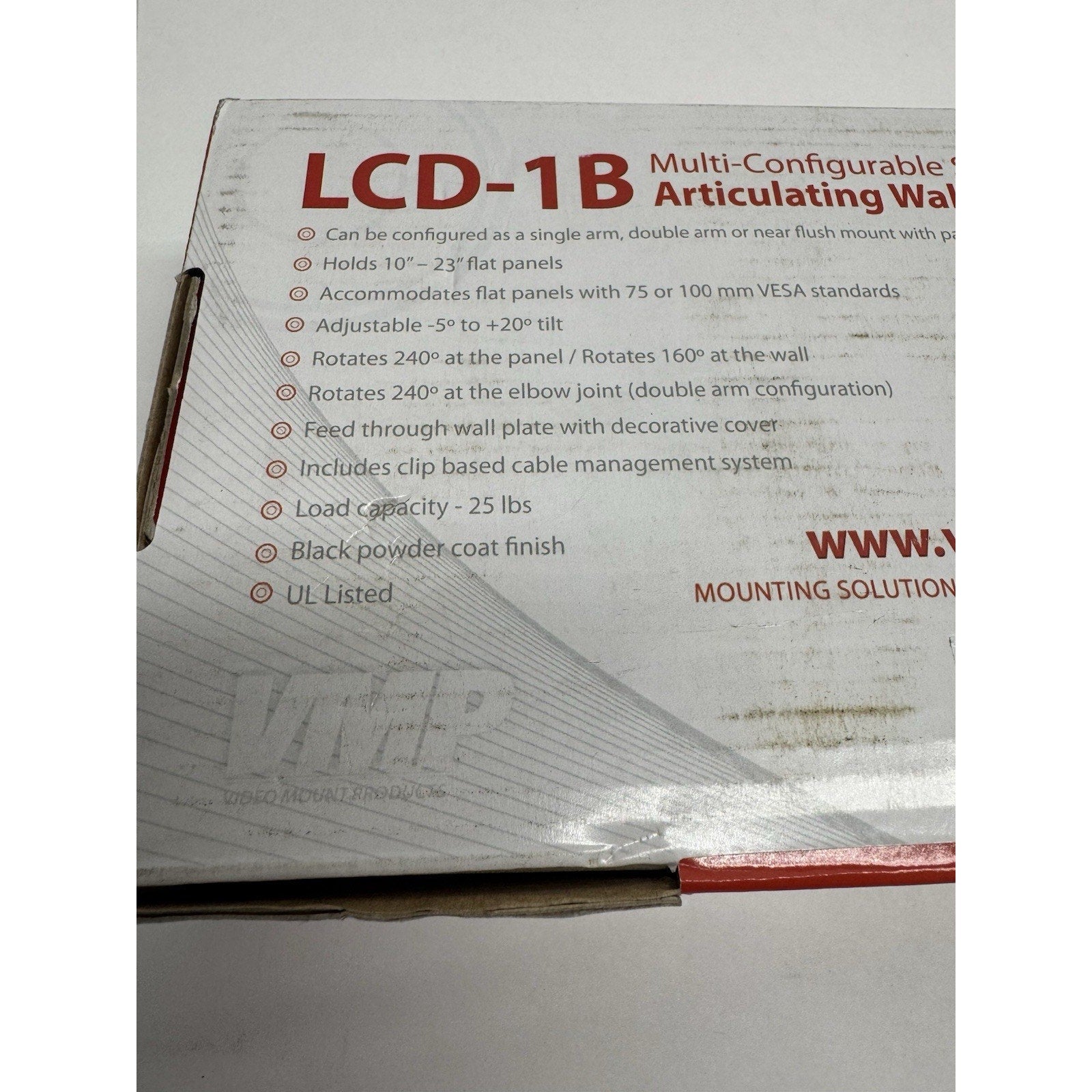 SEALED VMP Articulating Wall Monitor/TV Mount for 10" - 23" Flat Panels LCD-1B