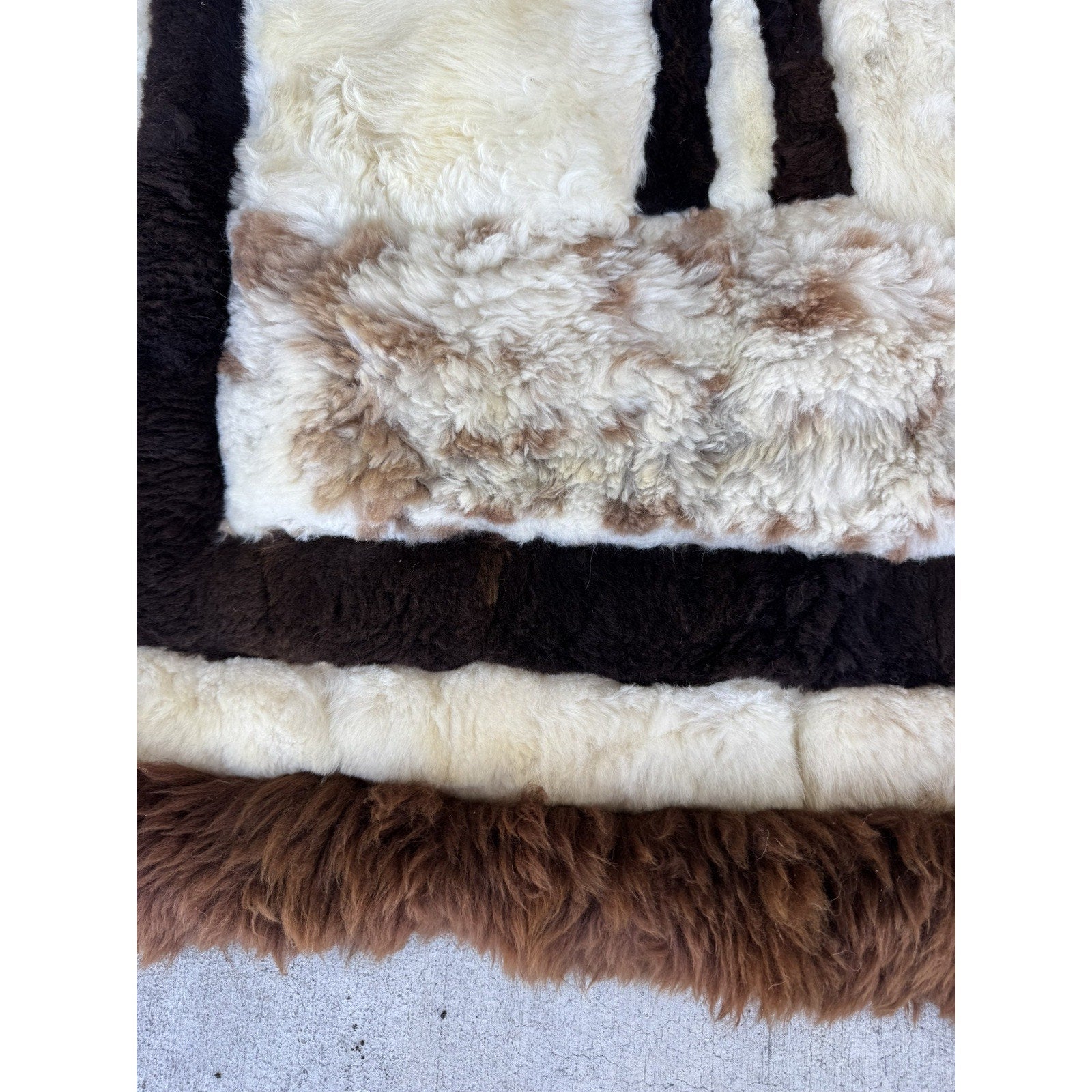 Vintage RARE Alpaca Llama Fur Throw Rug Handmade Wall Hanging Tapestry 60”X 46"