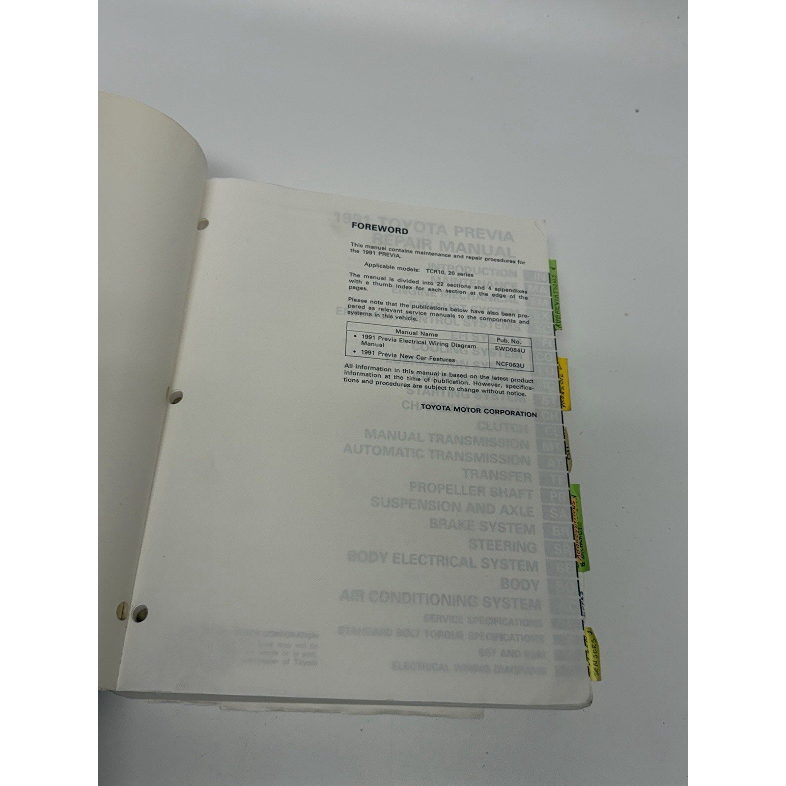 VINTAGE 1991 Toyota Previa Repair Manual OEM RM178U