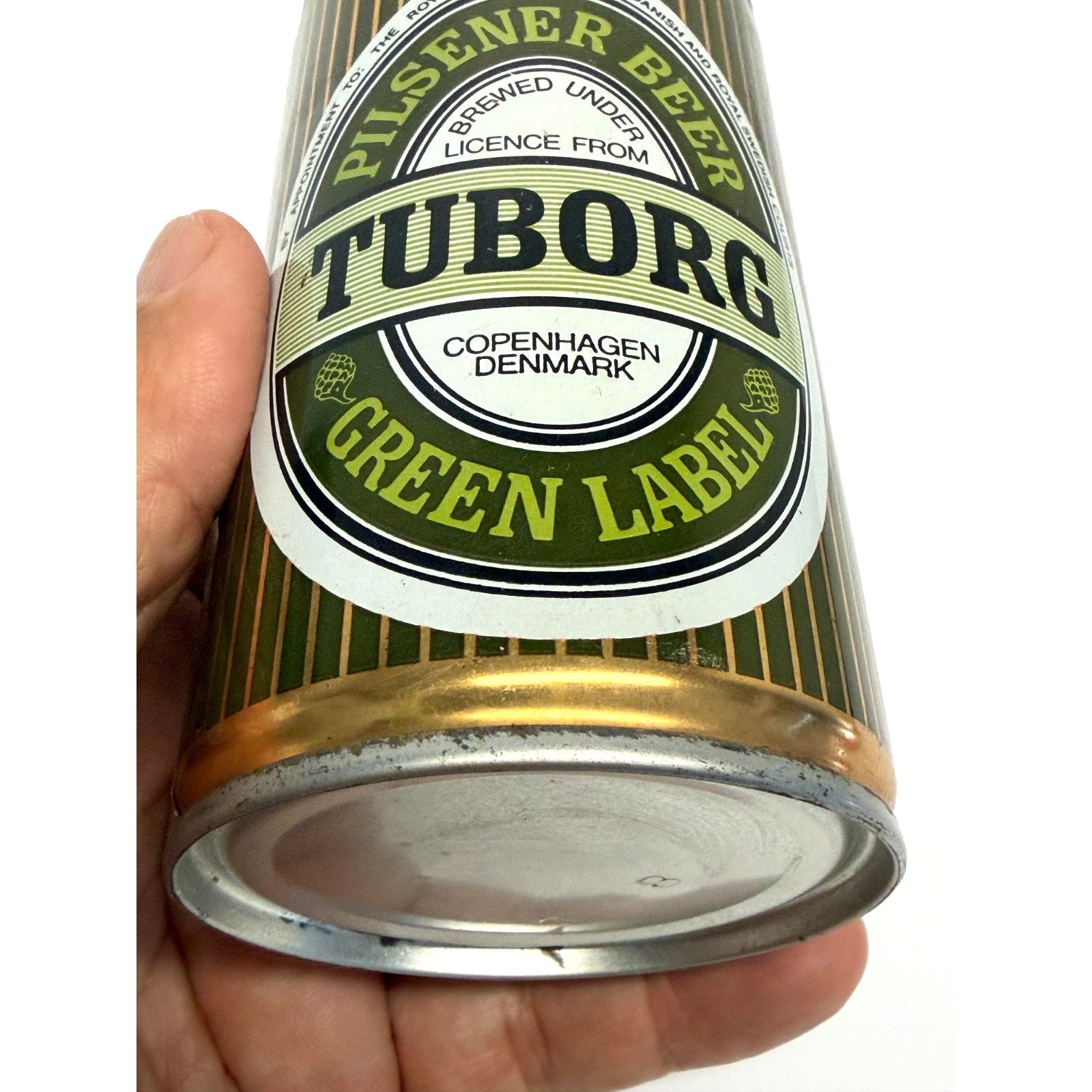 Vintage TUBORG Pilsener Beer Green Label Vintage Steel Beer Can Pull Tab , 12 OZ