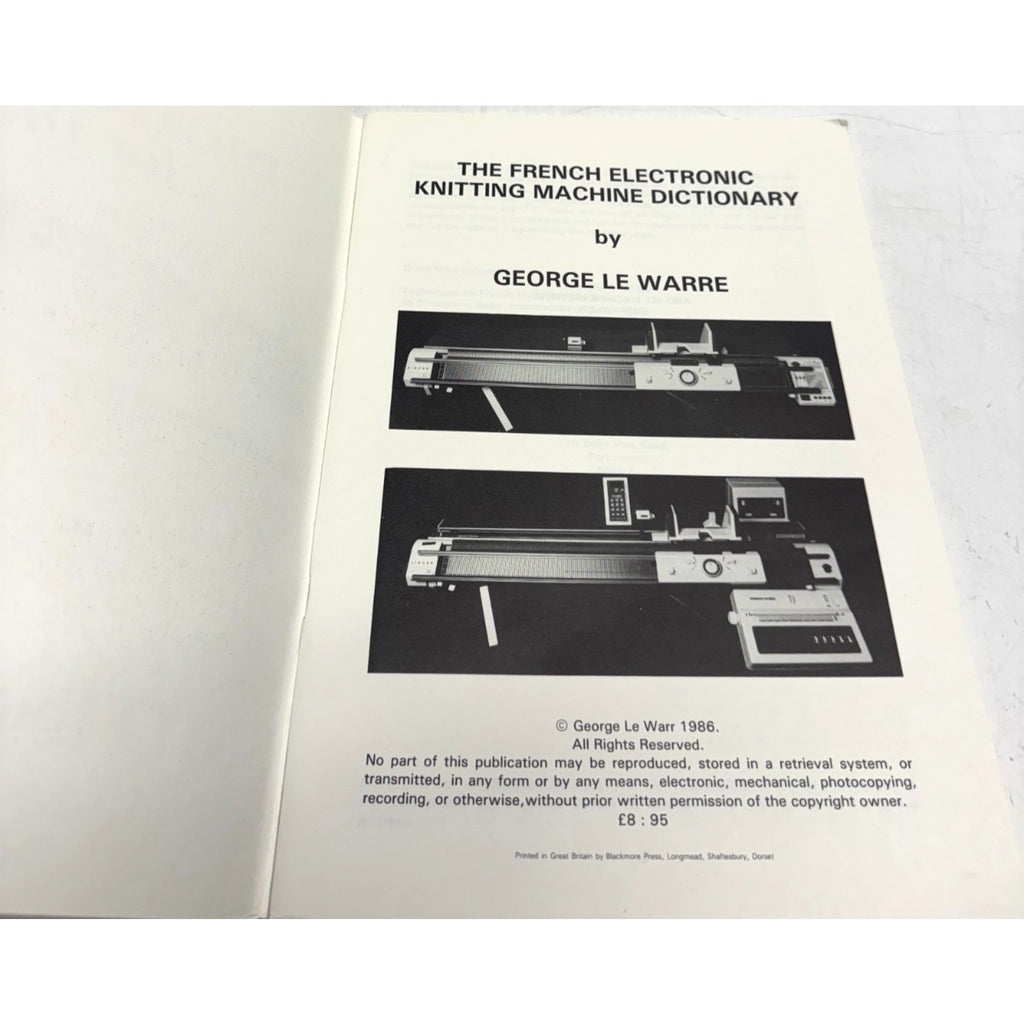 Vintage A Basic Dictionary for the French Electronic Knitting Machines -1986