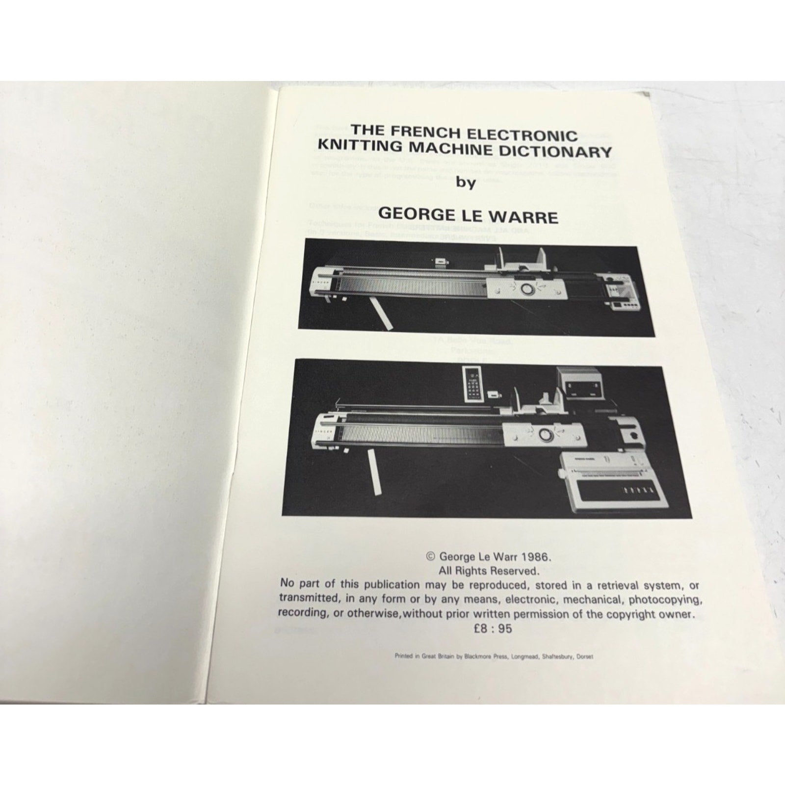 Vintage A Basic Dictionary for the French Electronic Knitting Machines -1986
