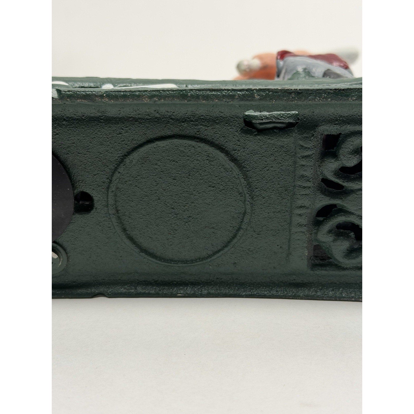 Vintage NOS "Hometown Battery" Baseball Possuns Cast Iron Mechanical Coin Bank