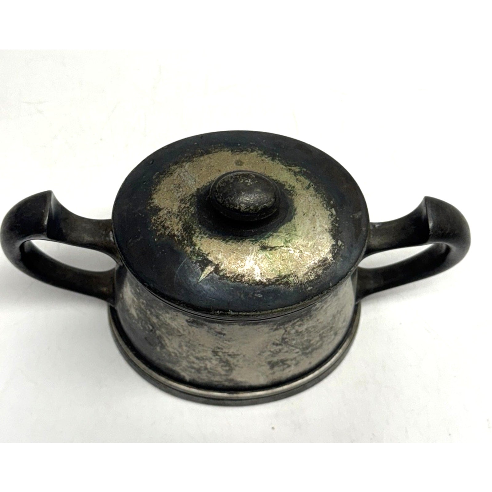 Vintage 1860 Simeon L George H- by Rogers Company Double Handle Pewter Canister