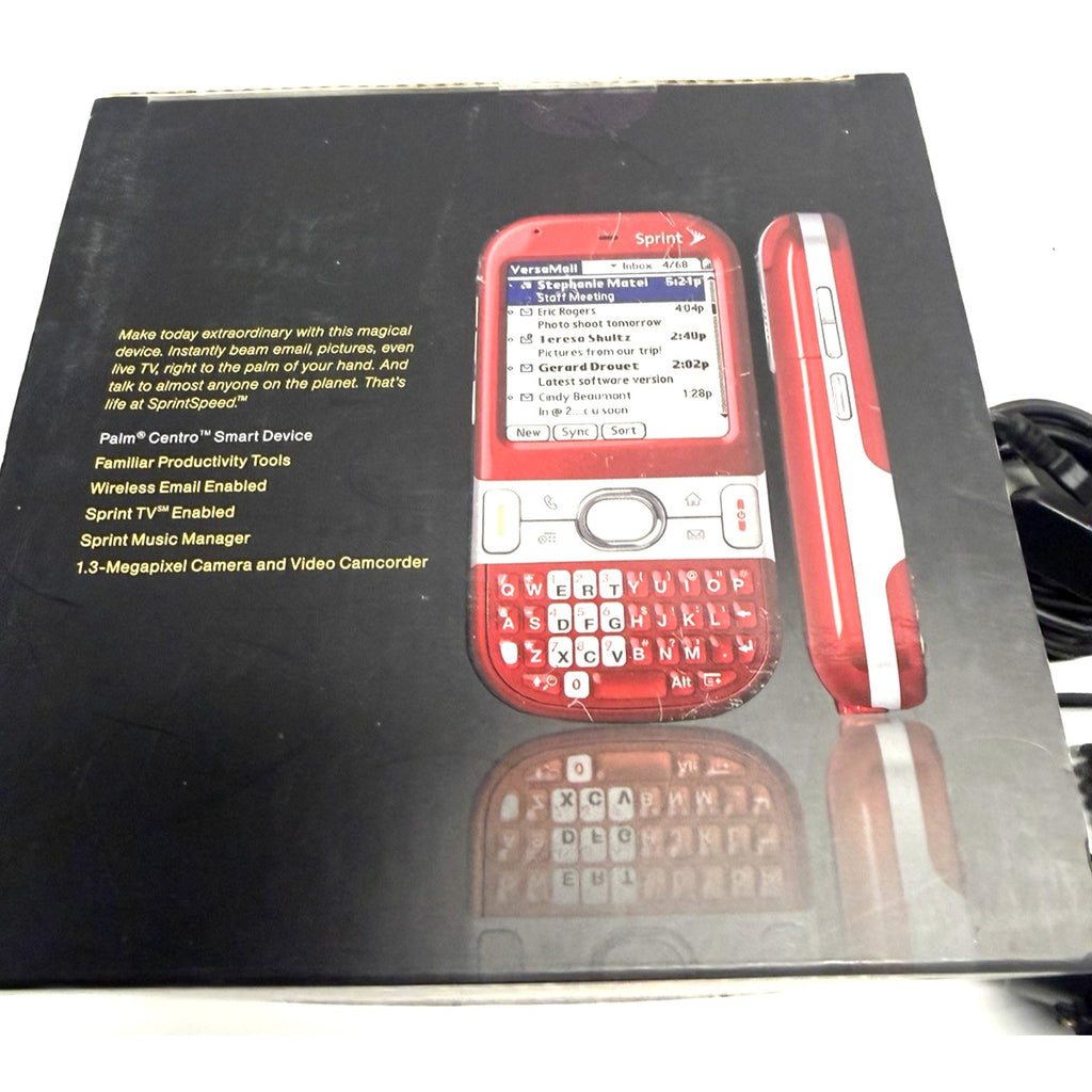VINTAGE Palm Centro Red Sprint Cellular Phone PTR690HKR Hold Charge - WORKS!