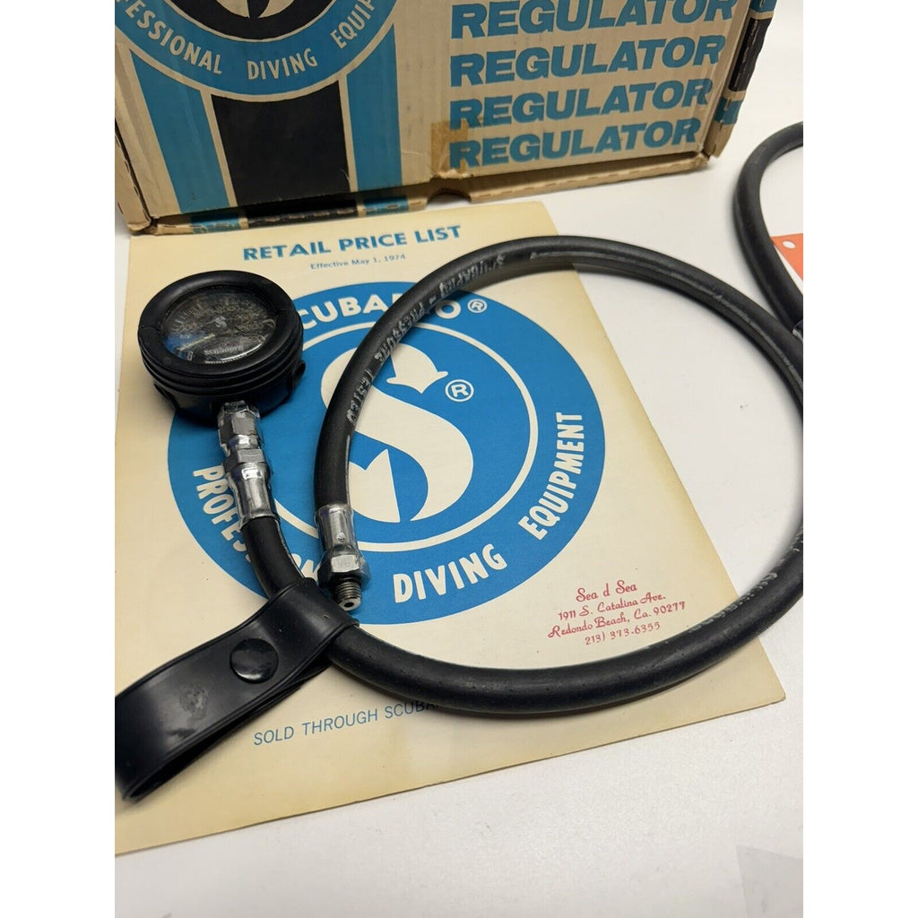 VINTAGE SCUBAPRO Pressure Gauge, Scuba Hose and a SeaQuest Dual Valve BCD infla