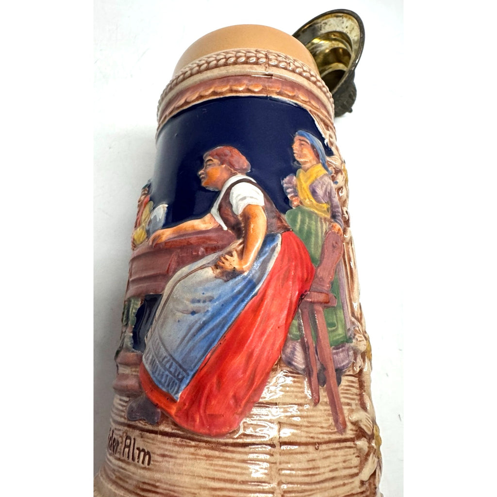 Vintage Gerz German Stein "Aufder Alm" "A.Madel Beim Bier, 1st Mein Plasier"