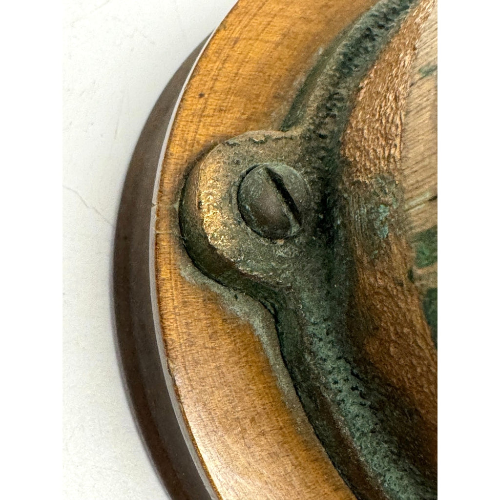 Vintage "Worthington-Gamon" Water Meter Brass Cover ..Mounted on Wood W-48399