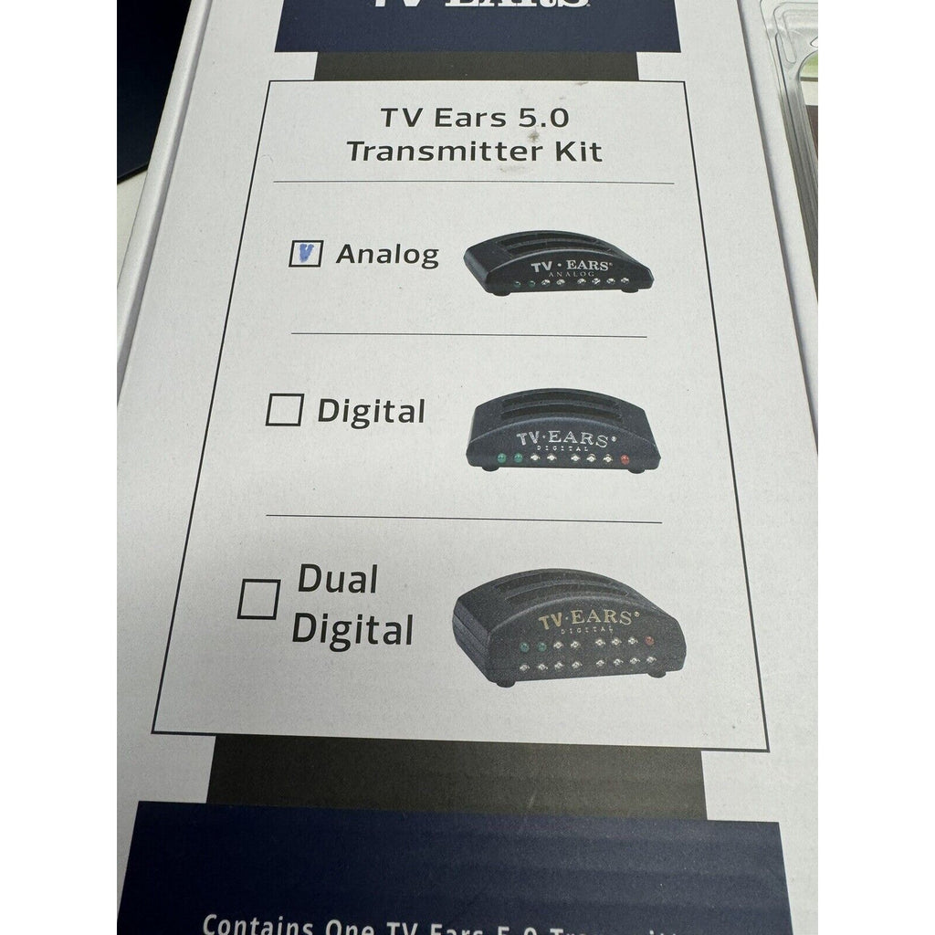 VINTAGE SEALED NEW Tv Ears 5.0 Transmitter Kit Analog & 2 Packs of Ear Tips