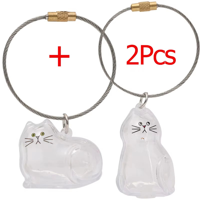 Personalized Transparent Cat Hair Keepsake Keychain – Pet Fur Memorial Pendant for Cat Lovers | Cute & Meaningful Souvenir Gift 🐾✨