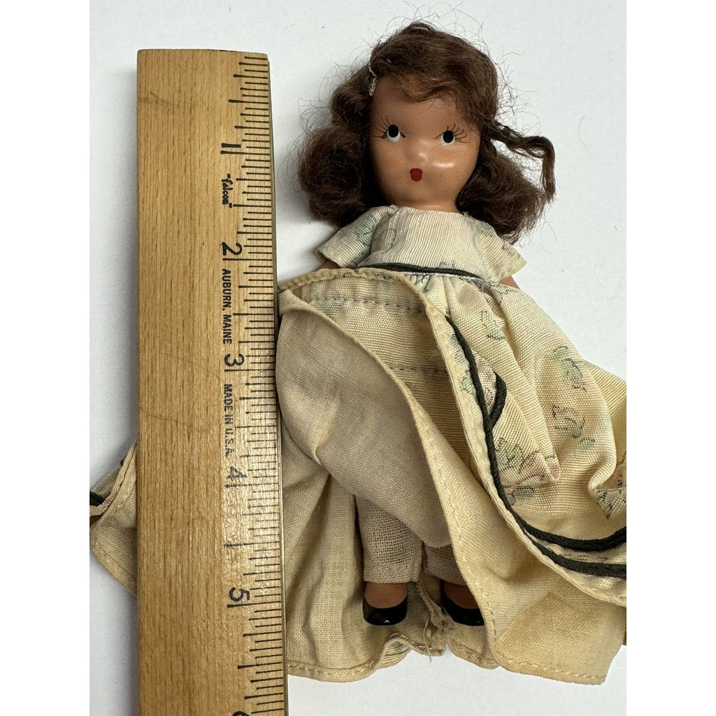 Vintage 1950s Nancy Ann Story Book Bisque Doll 5.5" Brown Hair