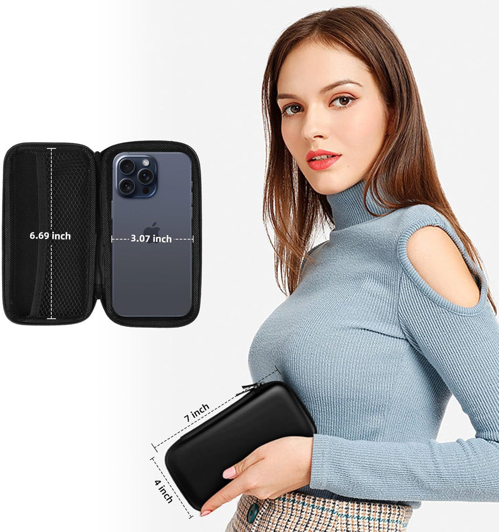 Travel Essentials Electronics Organizer Charger Case Portable Dual Zipper Shockproof Pouch Tech Purse Cord Cable Pouches Power Bank Storage Accessories Bag for Women Men,6.5X3.2X1 Black
