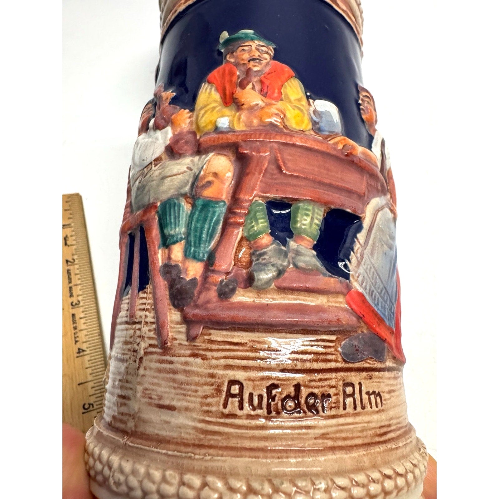 Vintage Gerz German Stein "Aufder Alm" "A.Madel Beim Bier, 1st Mein Plasier"