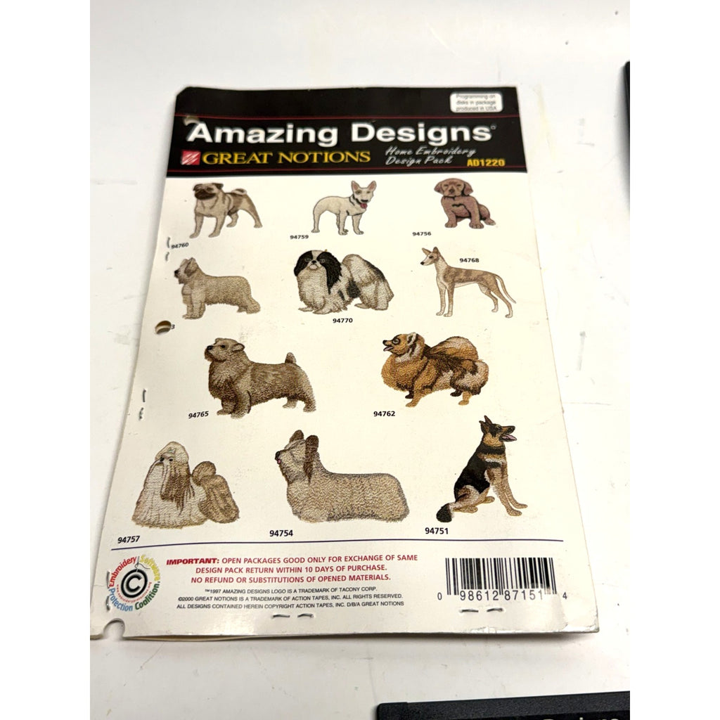 Vintage Amazing Designs Dogs Collection IV Embroidery Design Pack 4 Floppy Disks