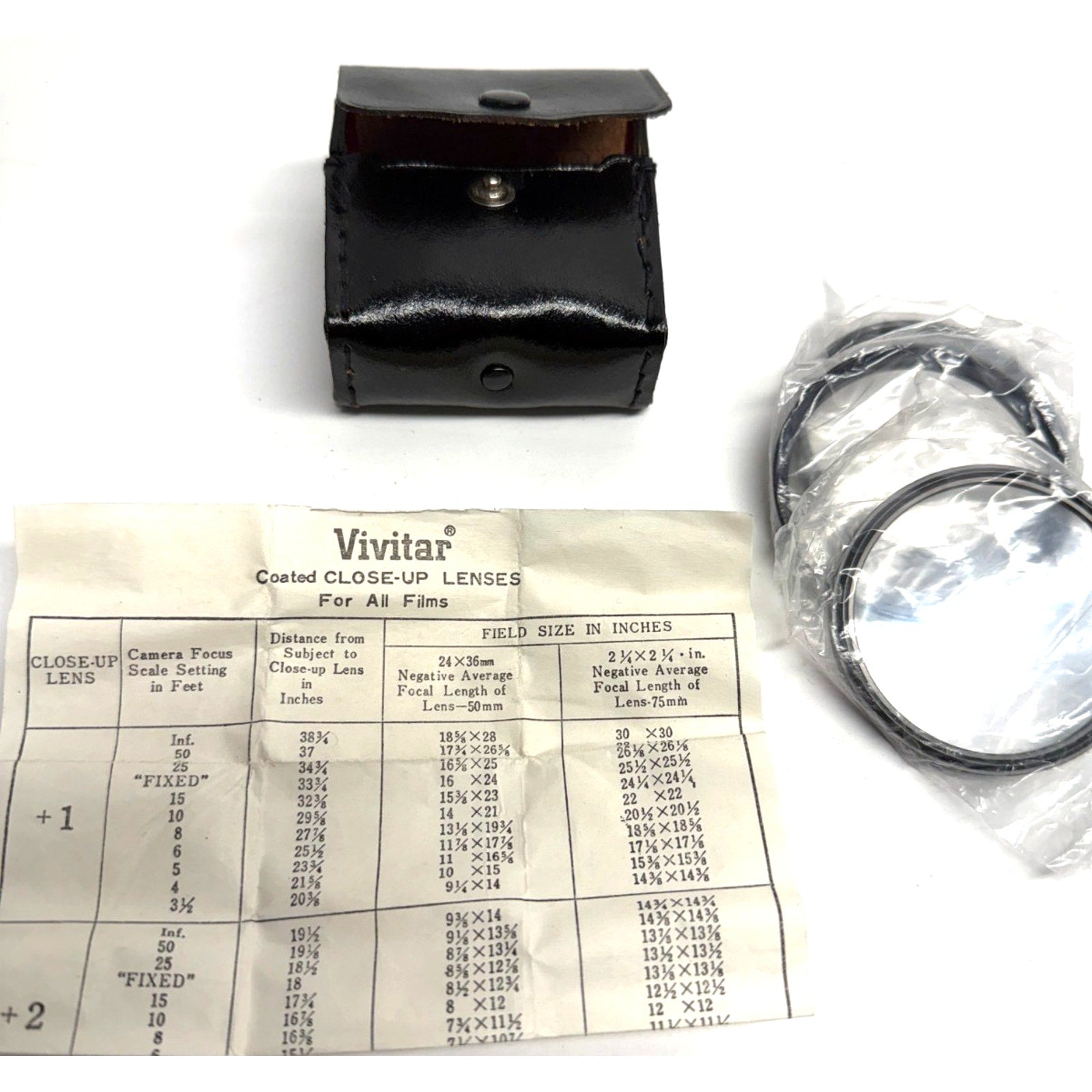 Vintage NOS VIVITAR Coated Close Up Lens Set 49mm No. 1, No. 2 & No. 3 w/ Case