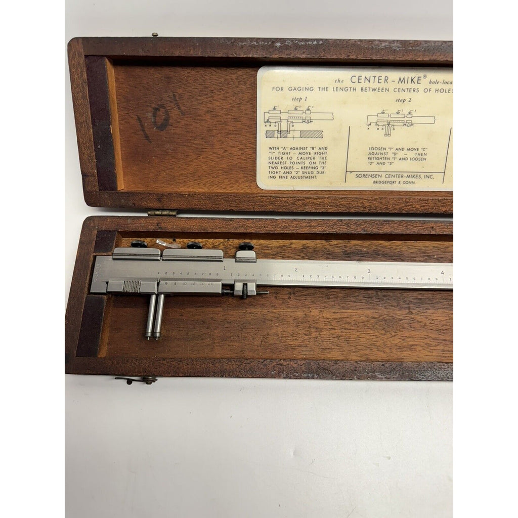 VINTAGE Sorensen Center-Mike Center Distance Gage Model A7 w/Case EXCELLENT COND