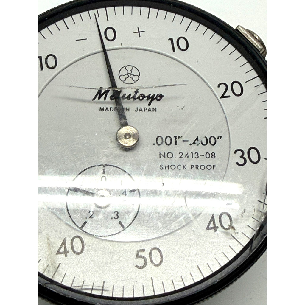Vintage Mitutoyo 2413-08 Dial Indicator .001"-.400" Balanced Scale Shock Proof