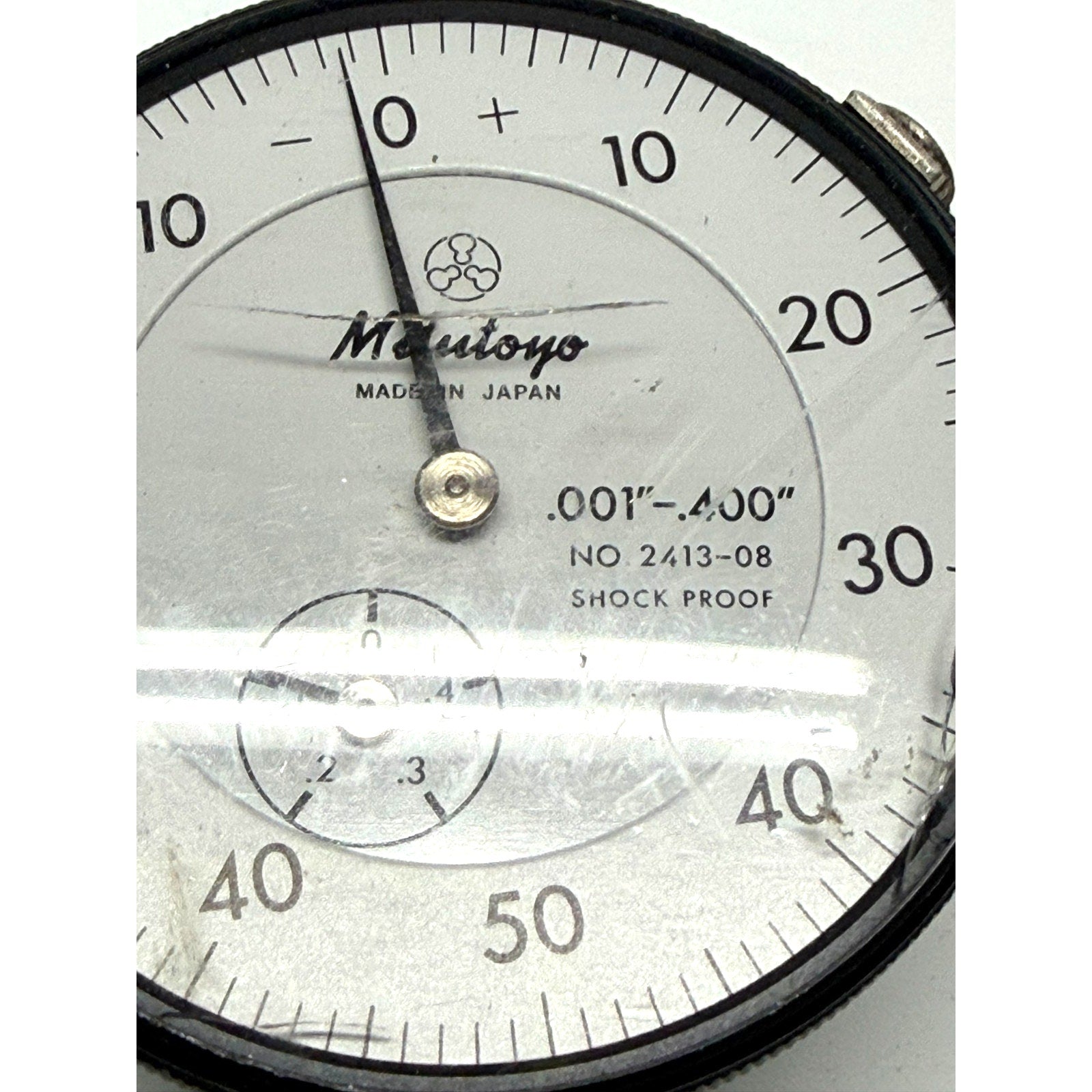 Vintage Mitutoyo 2413-08 Dial Indicator .001"-.400" Balanced Scale Shock Proof