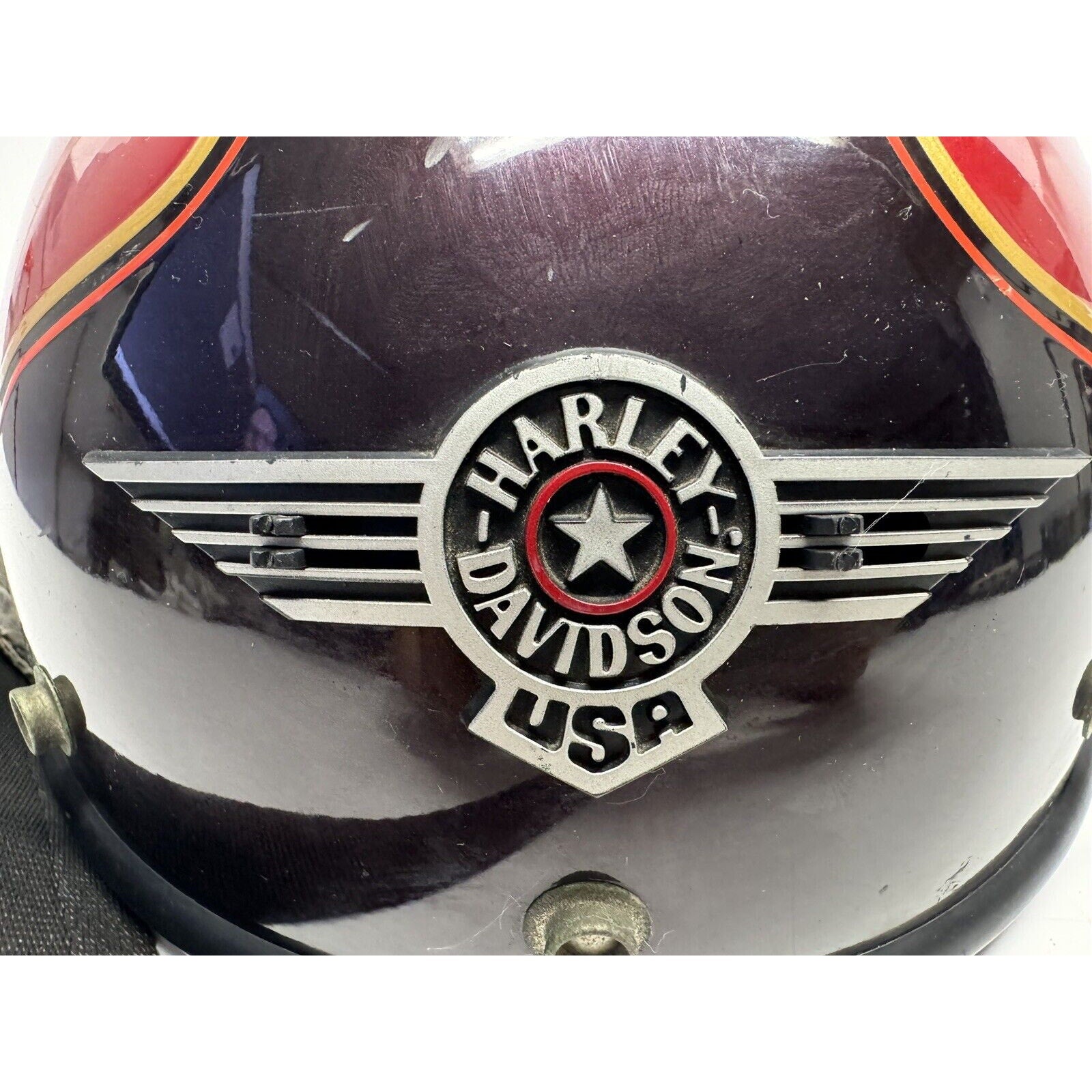 VINTAGE RARE RED/BROWN Harley Davidson Bell Motorcycle Helmet