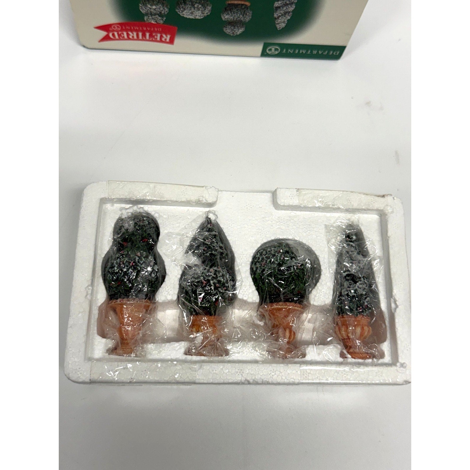 Vintage Dept 56 Holly Topiaries Set of 4 Village Accessories 56.52899 Christmas