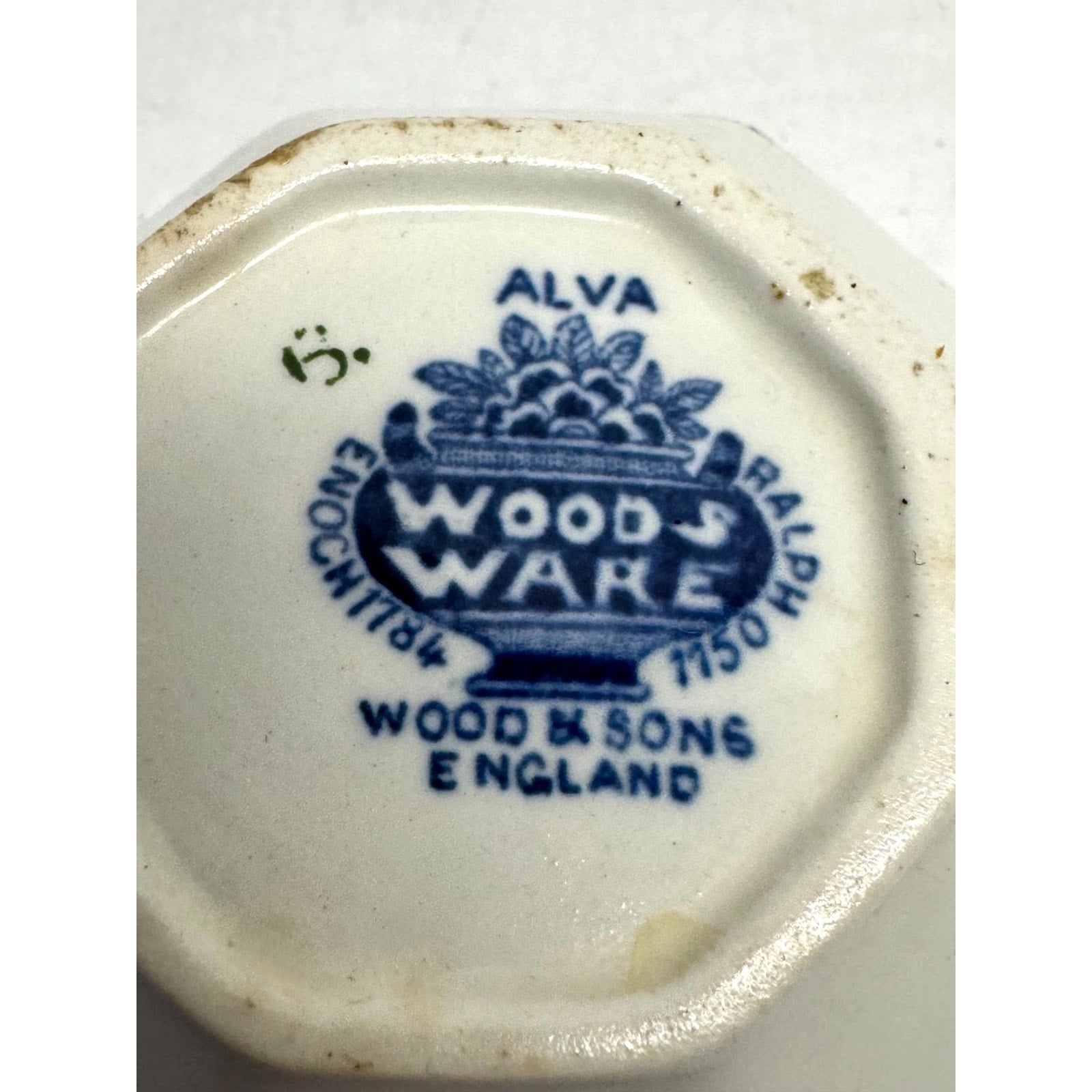 Vintage Wood & Sons England Wincanton Woods Ware Blue & White Sugar