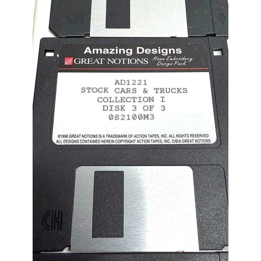Vintage Amazing Designs Embroidery Stock Cars & Trucks Collection 1 AD1221