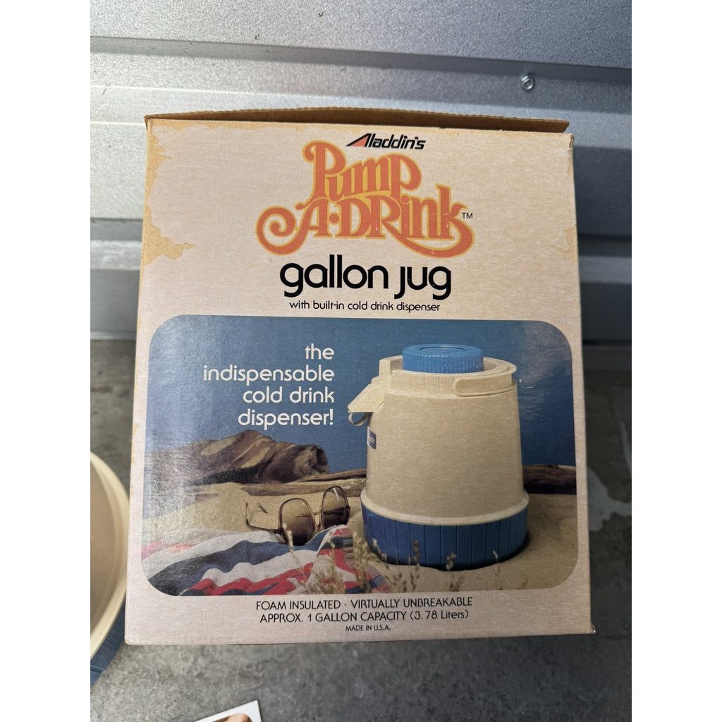 VINTAGE Aladdin PUMP A DRINK Gallon Jug Coventry Foam Insulated Original Box