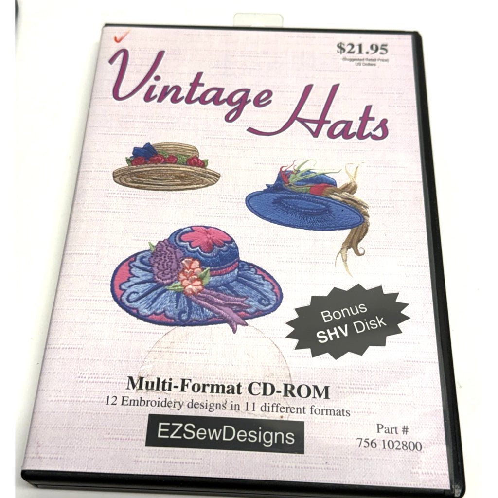 Vintage Lot of 2 Hats Embroidery Designs EZSewDesigns 12 designs 11 formats