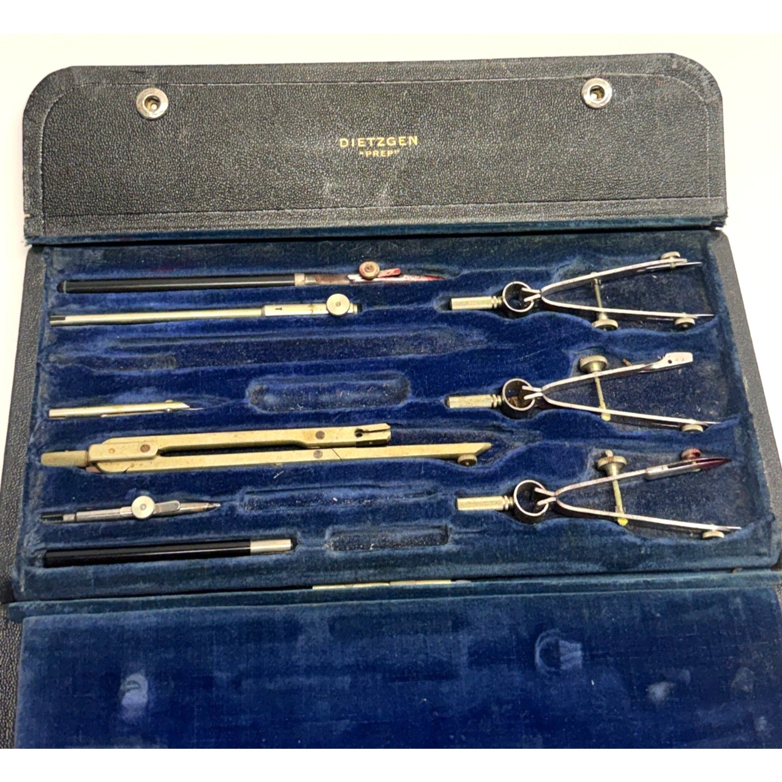 Vintage Dietzgen PREP Drafting Tool Set - Drawing Instruments w/ Case - 9pc